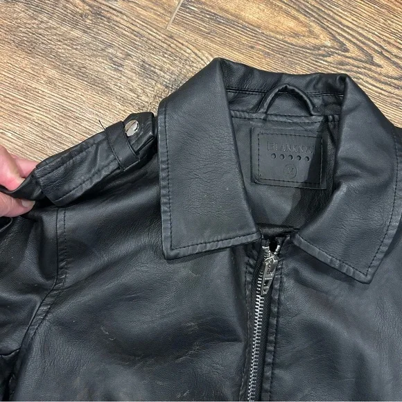 Blank NYC Black Bomber Jacket with Red and White Stripes - Size M - Picture 4 of 11